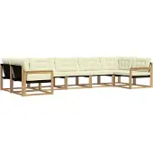 vidaXL Ensemble de canapés d'extérieur avec coussins, 7 pièces, blanc et crème