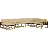 vidaXL Ensemble de salon de jardin 8 pièces, blanc et beige, en bois d'acacia massif