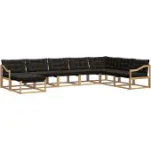 vidaXL Ensemble de salon de jardin 8 pièces, blanc et noir, en bois d'acacia massif