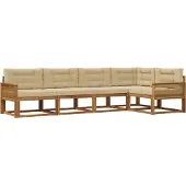 vidaXL Ensemble de canapés d'extérieur avec coussins 5 pièces Nature et Beige