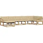 vidaXL Ensemble de canapés d'extérieur avec coussins, 7 pièces, blanc et beige
