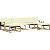 vidaXL Ensemble de salon de jardin 6 pièces, blanc et crème