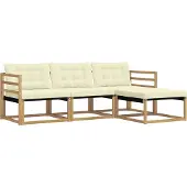 vidaXL Ensemble de salon de jardin 4 pièces, blanc et crème