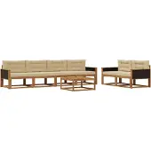 vidaXL Ensemble de canapés d'extérieur , 7 pièces, naturel et beige