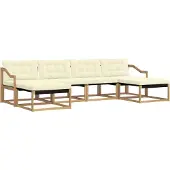 vidaXL Ensemble de salon de jardin 6 pièces, blanc et crème