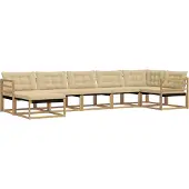 vidaXL Ensemble de canapés d'extérieur avec coussins, 7 pièces, blanc et beige