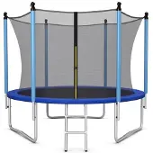 Costway Trampoline φ305cm trampoline de jardin extérieur avec échelle tapis de saut filet de sécurité & couverture de bord trampoline set complet