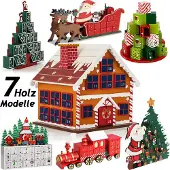 Spiel Werk Calendrier de l'Avent en bois réutilisable 'Père Noël ' 24 tiroirs à remplir individuel Déco Noël intérieur Idée Cadeau