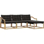 vidaXL Ensemble de canapés d'extérieur avec coussins, 4 pièces, blanc et noir