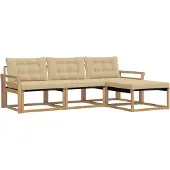vidaXL Ensemble de canapés d'extérieur avec coussins, 4 pièces, blanc et beige
