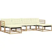 vidaXL Ensemble de salon de jardin 6 pièces, blanc et crème