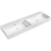 Sapho AQUATIC lavabo double, marbre coulé, 140x46cm, blanc