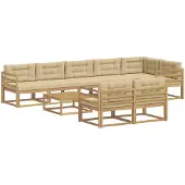 vidaXL Ensemble de salon de jardin , 9 pièces, blanc et beige, en polyester
