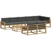 vidaXL Ensemble de salon de jardin , 9 pièces, blanc et anthracite, en polyester
