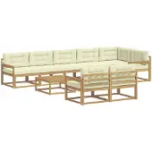 vidaXL Ensemble de salon de jardin , 9 pièces, blanc et crème, en polyester