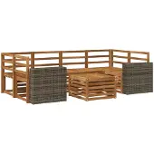 vidaXL Ensemble de salon de jardin 7 pièces en bois d'acacia massif, finition naturelle