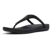 FitFlop pour femme. A5Y-001 Sandales Solay Mixed-Crystal Toe noir (40), Cuir, Plat, Aucun, Casuel