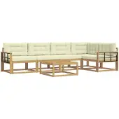 vidaXL Ensemble de canapés d'extérieur , 6 pièces, blanc et crème, en polyester