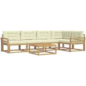 vidaXL Ensemble de canapés d'extérieur , 6 pièces, blanc et crème, en polyester