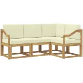 vidaXL Ensemble de salon de jardin 4 pièces, blanc et crème