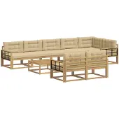 vidaXL Ensemble de salon de jardin , 9 pièces, blanc et beige, en polyester
