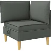 vidaXL Canapé d'angle avec rangement, tissu gris foncé