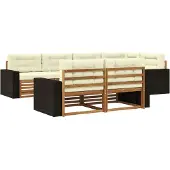 vidaXL Ensemble de salon de jardin 7 pièces, couleurs naturelles et crème