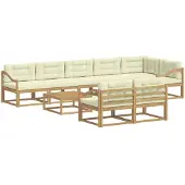 vidaXL Ensemble de salon de jardin , 9 pièces, blanc et crème, en polyester