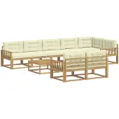 vidaXL Ensemble de salon de jardin , 9 pièces, blanc et crème, en polyester
