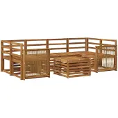 vidaXL Ensemble de salon de jardin 7 pièces en bois d'acacia massif, finition naturelle