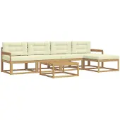 vidaXL Ensemble de canapés d'extérieur , 6 pièces, blanc et crème, en polyester