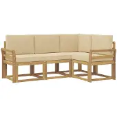 vidaXL Ensemble de salon de jardin 4 pièces, blanc et beige