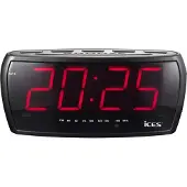 Ices Electronics Radio-réveil FM avec grand écran LED et double alarme