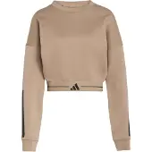 Adidas Hyperglam 3 Stripes Cropped Crewneck Sweatshirt Beige,Marron S Femme