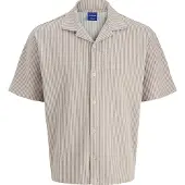 Jack & Jones Summer Striped Short Sleeve Shirt Beige S Homme