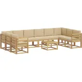 vidaXL Ensemble de salon de jardin 11 pièces, blanc et beige