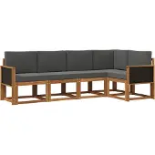 vidaXL Ensemble de canapés d'extérieur , 5 pièces, en polyester, couleurs : naturel et anthracite