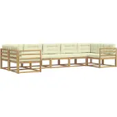 vidaXL Ensemble de salon de jardin 7 pièces, blanc et crème