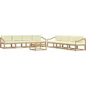 vidaXL Ensemble de salon de jardin , 9 pièces, blanc et crème, en polyester