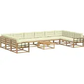 vidaXL Ensemble de salon de jardin 11 pièces, blanc et crème