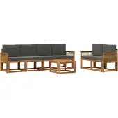 vidaXL Ensemble de salon de jardin , 7 pièces, en polyester, couleurs : naturel et anthracite