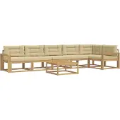 vidaXL Ensemble de salon de jardin , 7 pièces, blanc et beige, en polyester