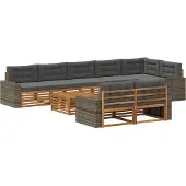 vidaXL Ensemble de canapés d'extérieur avec coussins, 9 pièces