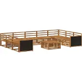 vidaXL - Ensemble de salon de jardin composé de 10 pièces, en bois d'acacia massif, finition naturelle
