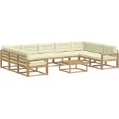 vidaXL Ensemble de salon de jardin 10 pièces, blanc et crème