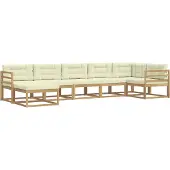 vidaXL Ensemble de salon de jardin 7 pièces, blanc et crème