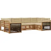 vidaXL - Ensemble de salon de jardin 6 pièces, en bois d'acacia massif, couleurs naturelles et beige