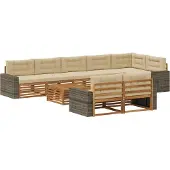 vidaXL Ensemble de canapés d'extérieur avec coussins, 9 pièces