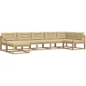 vidaXL Ensemble de salon de jardin 7 pièces, blanc et beige