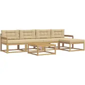 vidaXL Ensemble de canapés d'extérieur , 6 pièces, blanc et beige, en polyester
